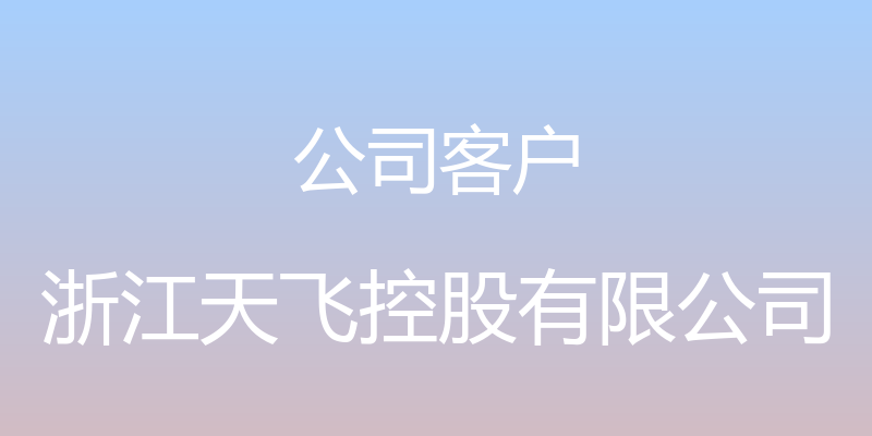 公司客户 - 浙江天飞控股有限公司